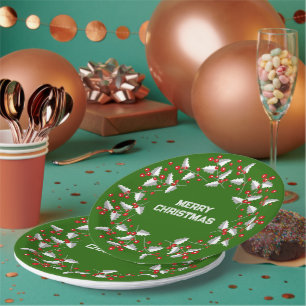 Weiß graue und rote Weihnachtsfeier auf schwarz Pappteller