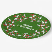 Weiß graue und rote Weihnachtsfeier auf schwarz Pappteller (Schrägansicht)