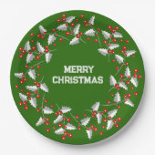 Weiß graue und rote Weihnachtsfeier auf schwarz Pappteller (Vorderseite)