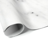 Weiß-grauer Silber-Glitzer Metallic Carrara-Marmor Geschenkpapier (Rolleneckpunkt)