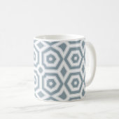 weiß-graues geometrisches Muster Art Deco Kaffeetasse (VorderseiteRechts)