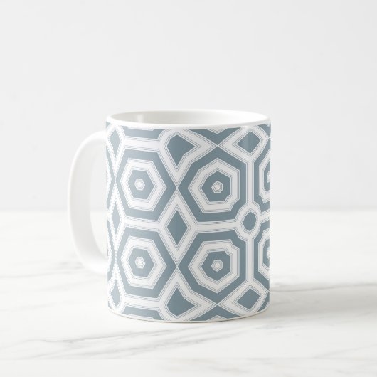 weiß-graues geometrisches Muster Art Deco Kaffeetasse (Vorderseite Links)