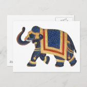 Weiß-graues Gold Rot Elephant India Style Postkarte (Vorne/Hinten)
