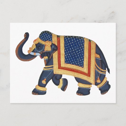 Weiß-graues Gold Rot Elephant India Style Postkarte (Vorderseite)