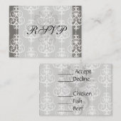 Weiß-Grauschwirle-Damastmuster Begleitkarte (Vorne/Hinten)