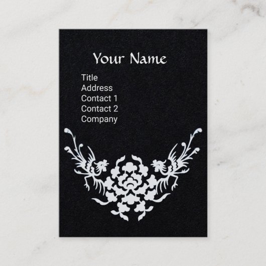 WEISS GRIFFINS FLORAL FANTASY MONOGRAMM Black Pape Visitenkarte (Vorderseite)