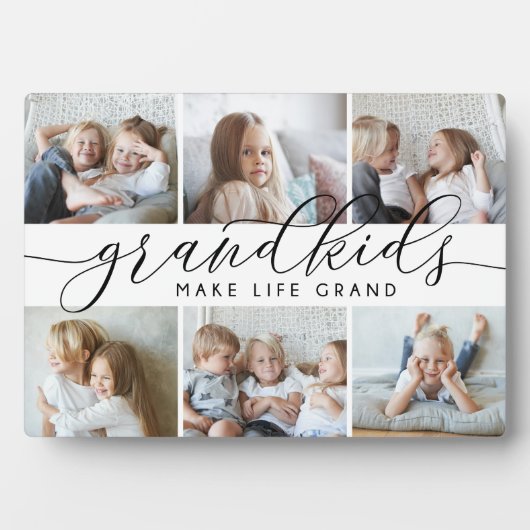 Weiß | Großkinder machen Life Grand Foto Collage Fotoplatte (Vorderseite)