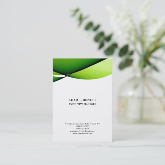 Weiß grün beruflich minimalistisch schlicht elegan visitenkarte (Stehend Vorderseite)