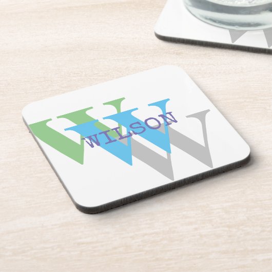 Weiß-grün-grau-minimaler Untersetzer aus hartem Ku (Linke Seite)