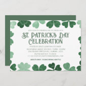 Weiß & grün Kleeblatt St. Patrick's Day Party Einladung (Vorne/Hinten)