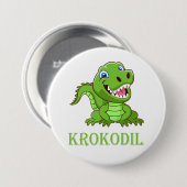 weiß grün Krokodil Cartoon Button (Vorne & Hinten)