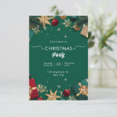 Weiß & Grün Moderne frohe Weihnachten Einladung (Stehend Vorderseite)