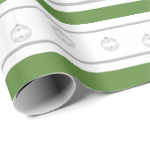 Weiß, grün, silberfarben mit Zierleisten Geschenkpapier (Rolleneckpunkt)