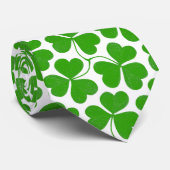 Weiß & grün St Patrick's Day Kleeblatt Muster Krawatte (Gerollt)