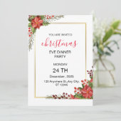 Weiß Grün und Rot Moderne Weihnachten Einladung (Stehend Vorderseite)