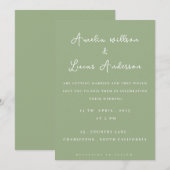 Weiß-grüne und minimalistische Hochzeit Einladung (Vorne/Hinten)