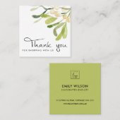 WEISS GRÜNER SNOW BERRY CHRISTMAK DANKE QUADRATISCHE VISITENKARTE (Vorne/Hinten)