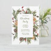 Weiß-grünes Weihnachtsfest-Party Einladung (Stehend Vorderseite)