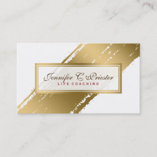 Weiß & Grunge Gold Streifen Modernes Design Visitenkarte