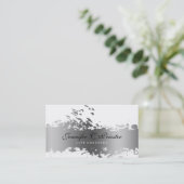 Weiß & Grunge Silver Strip & Flying Birds Visitenkarte (Stehend Vorderseite)