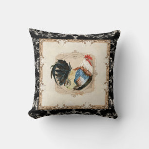 Weiß-Hahn des Vintage Art-französischer Kissen