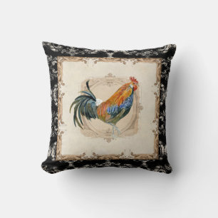 Weiß-Hahn des Vintage Art-französischer Kissen