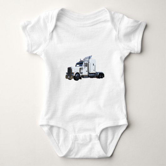 Weiß-halb Sattelzug Baby Strampler (Vorderseite)