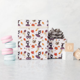 Weiß | Halloween Kleine Hexe Geschenkpapier