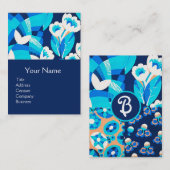 WEISS HAWAII BLUE BLUES BOLD FLORAL MONOGRAM VISITENKARTE (Vorne/Hinten)