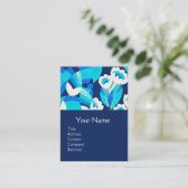 WEISS HAWAII BLUE BLUES BOLD FLORAL MONOGRAM VISITENKARTE (Stehend Vorderseite)