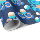 WEISS HAWAII BLUE BLUES BOLD FLORAL PATCHWORT GESCHENKPAPIER (Rolleneckpunkt)