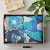 WEISS HAWAII BLUE BLUES BOLD FLORAL PATCHWORT SEIDENPAPIER (Geschenk)