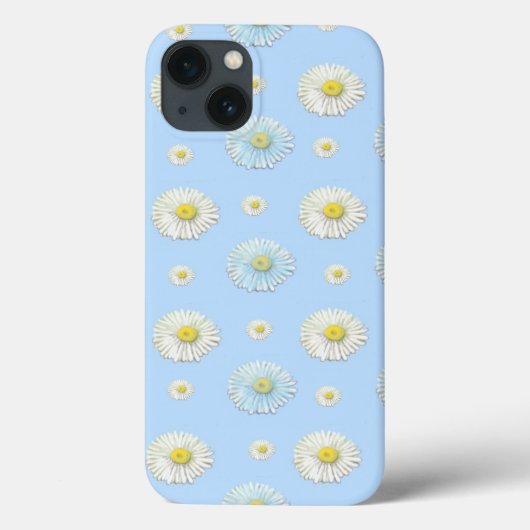 Weiß & hellblau Daisy Muster Case-Mate iPhone Hülle (Rückseite)