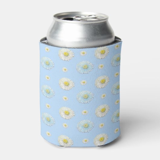 Weiß & hellblau Daisy Muster Dosenkühler (Kanne Vorderseite)