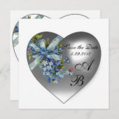 WEISS HERZEN VERGESSEN SIE MIR NICHT MONOGRAM EINLADUNG (Vorne/Hinten)