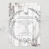 Weiß Holz Rustikaler Bauernhof Hochzeit Einladung (Vorne/Hinten)