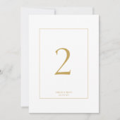 Weiß | Imitation von Gold Frame Wedding Tischnumme (Vorderseite)