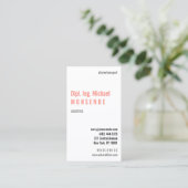 Weiß, Korallen: modern! Visitenkarte (Stehend Vorderseite)