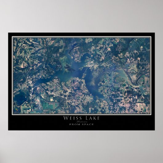 Weiss Lake Alabama Satellite Poster Karte (Vorne)