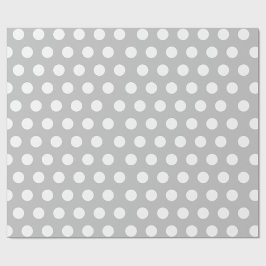 Weiß & leicht2 Grau Mittelpolka Dot Wedding Geschenkpapier (Flach)