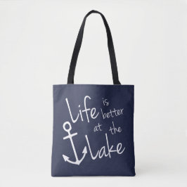 Weiß LIFE IST BESSER AM SEE mit ANCHOR Tasche