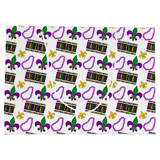 WEISS LILA GREEN GOLD MARDI GRAS BEADS GROßE GESCHENKTÜTE (Rückseite)