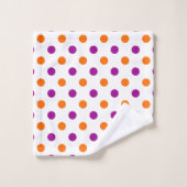Weiß Lila Orange Punkte Muster Badhandtuch Set (Waschlappen)