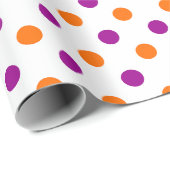 Weiß Lila Orange Punkte Muster Geschenkpapier (Rolleneckpunkt)