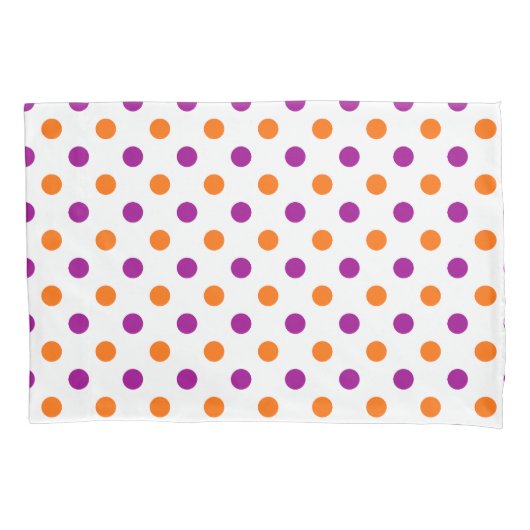 Weiß Lila Orange Punkte Muster Kissenbezug (Vorderseite)