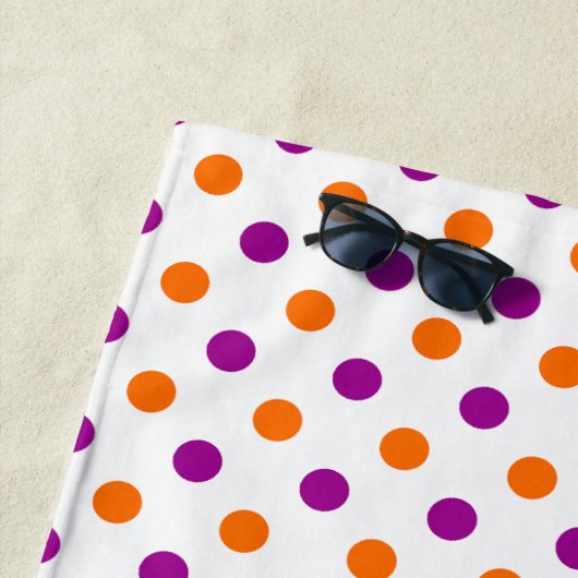 Weiß Lila Orange Punkte Muster Strandtuch (Beispiel)