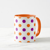 Weiß Lila Orange Punkte Muster Tasse (VorderseiteRechts)