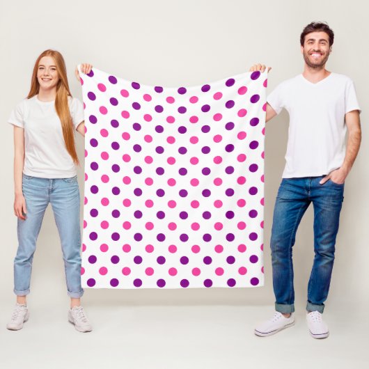 Weiß Lila Pink Punkte Muster Fleecedecke (Beispiel)