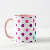Weiß Lila Rosa Punkte Muster Tasse (Links)