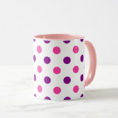 Weiß Lila Rosa Punkte Muster Tasse (VorderseiteRechts)